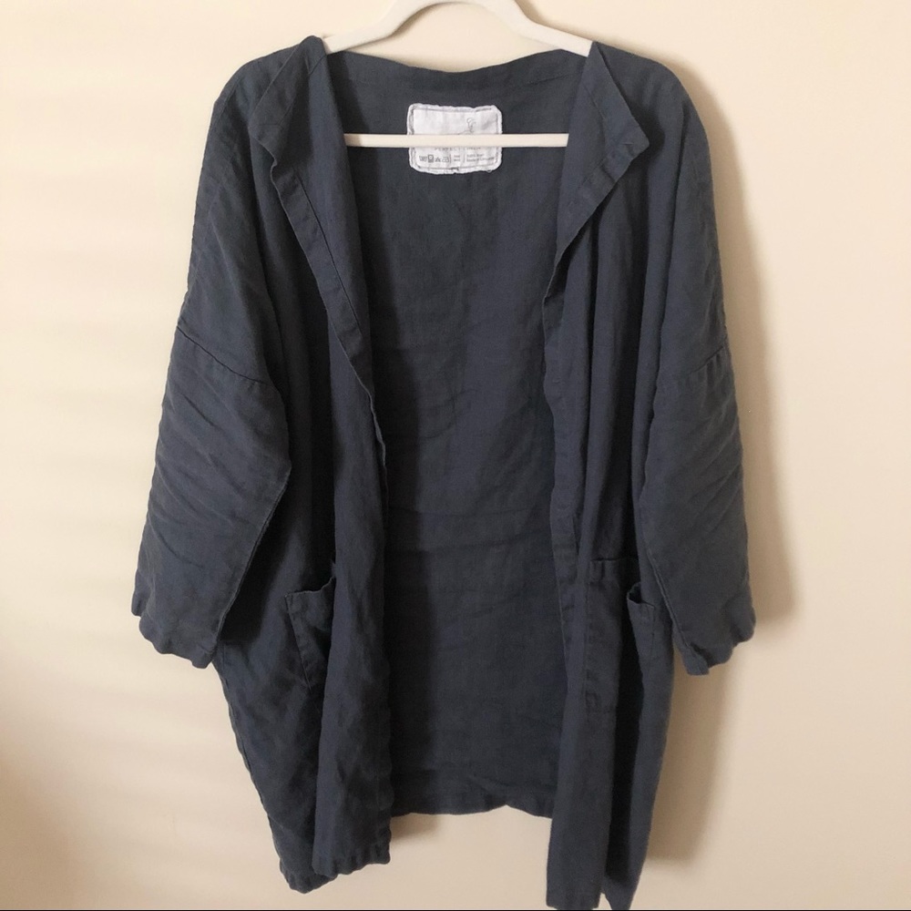 Not Perfect Linen Jacket/Cardigan Navy Blue